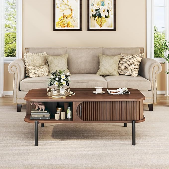 Coffee Table, 39.4" Mid Century Modern Coffee Tables - Image 7