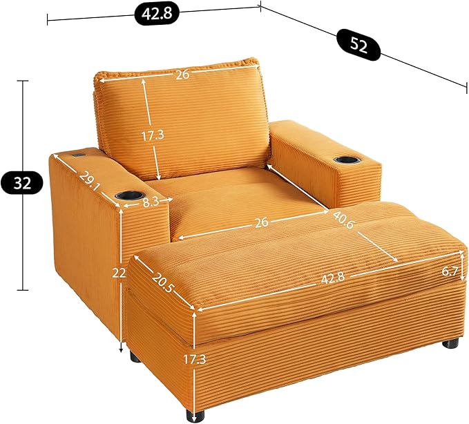 Merax 42.8" Oversized Chaise Lounge Chair - Image 2