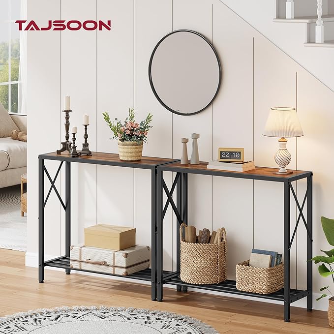 Tajsoon 2PCS Console Table, 2 Tier Small Hallway Table, Narrow Sofa Table - Image 4