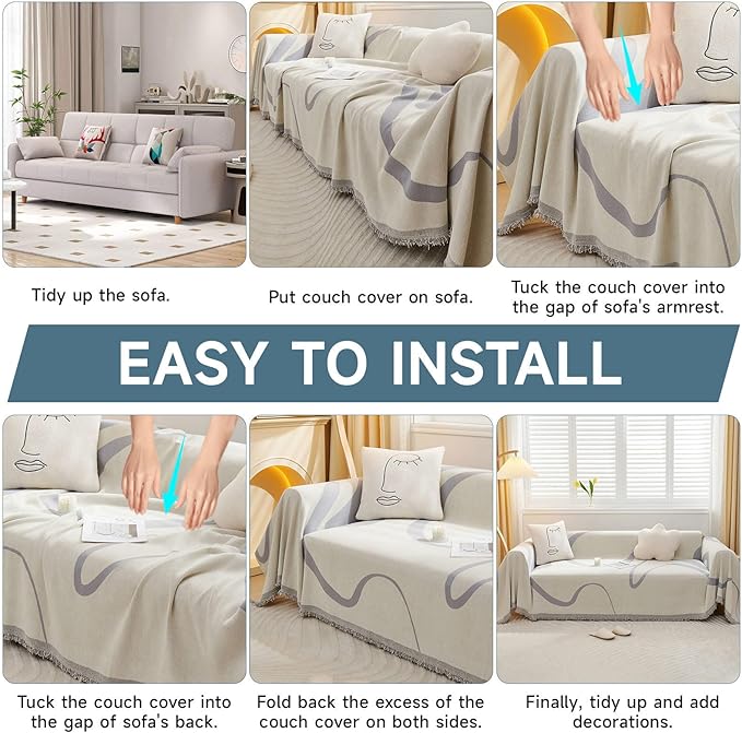 VClife Sofa Cover Washable Soft Plush Couch Cover - Image 7