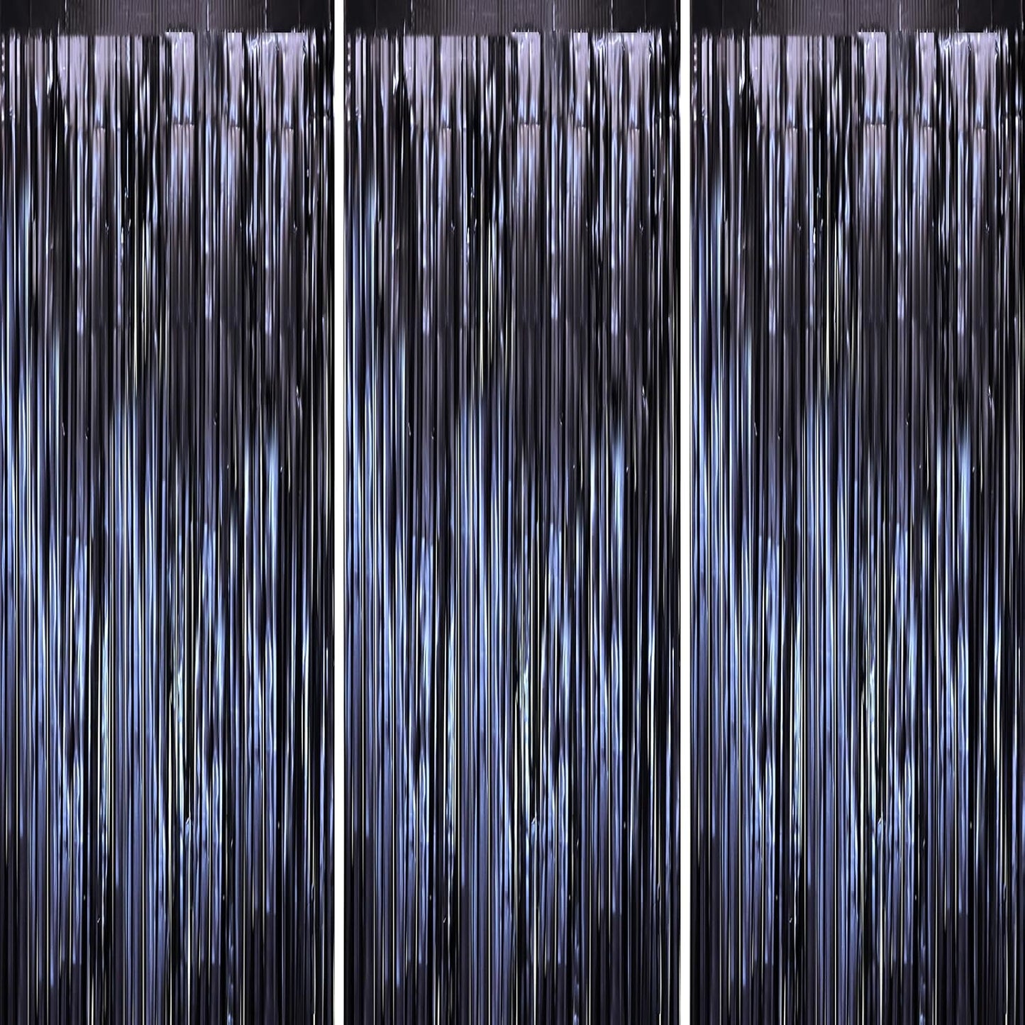 3 Pack 3.3 x 8.2 ft Matte Blue Foil Fringe Curtains, Dark Blue Tinsel Streamers Batman Party Decorations, Fringe Backdrop, Door Shimmer for Graduation, Birthday Backdrop for Men or Boy