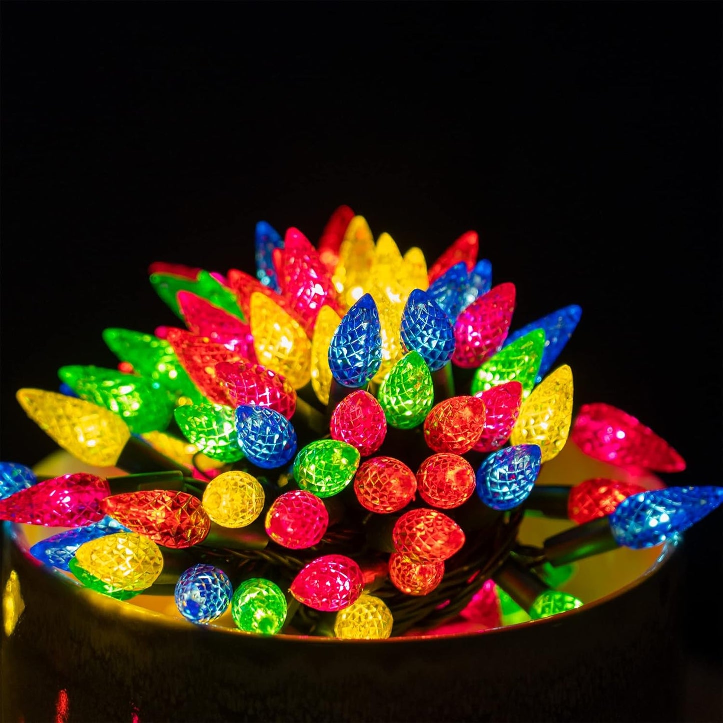 Dazzle Bright C6 Christmas String Lights, 100 LED 33 FT Waterproof Green Wire Fairy Lights, 8 Modes Christmas Lights for Indoor Outdoor Home Yard Xmas Tree Decorations (Multi-Colored)