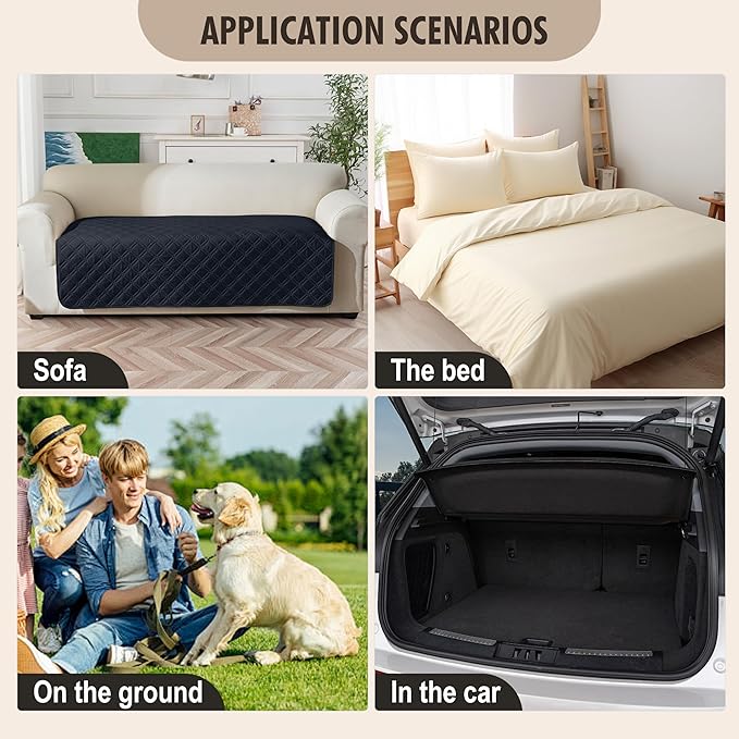 Genina Waterproof Couch Cover, Washable Anti-Slip 78inch Sofa Covers - Image 6