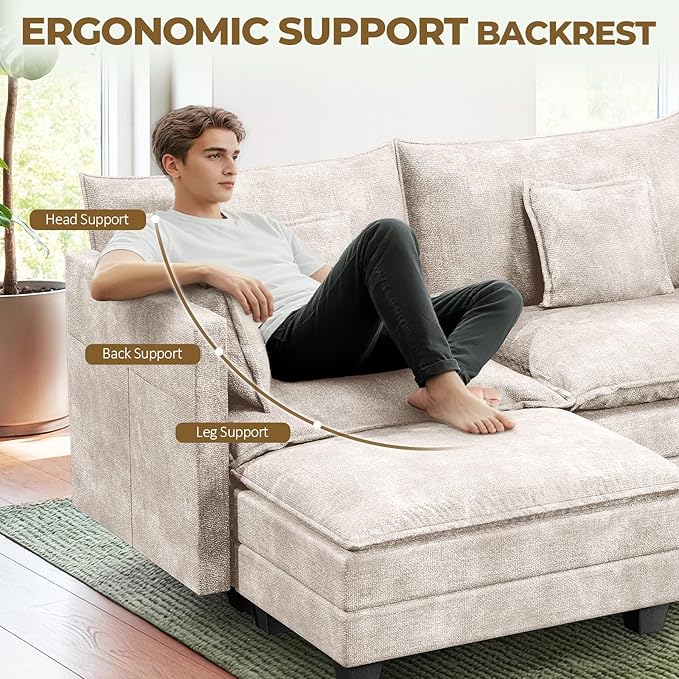 LEVELEVE 112.5" L-Shape Modular Sofa - Image 8