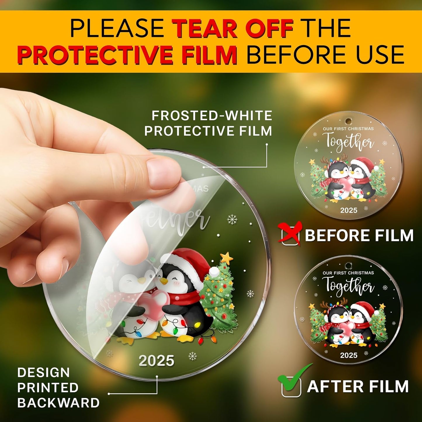 HEXMOZ First Christmas Together Ornament 2025 - Penguin Couples First Christmas Ornament - Couples Gifts for Him Her, Boyfriend Girlfriend, Married Couple Better Together Anniversary - Xmas Decoration