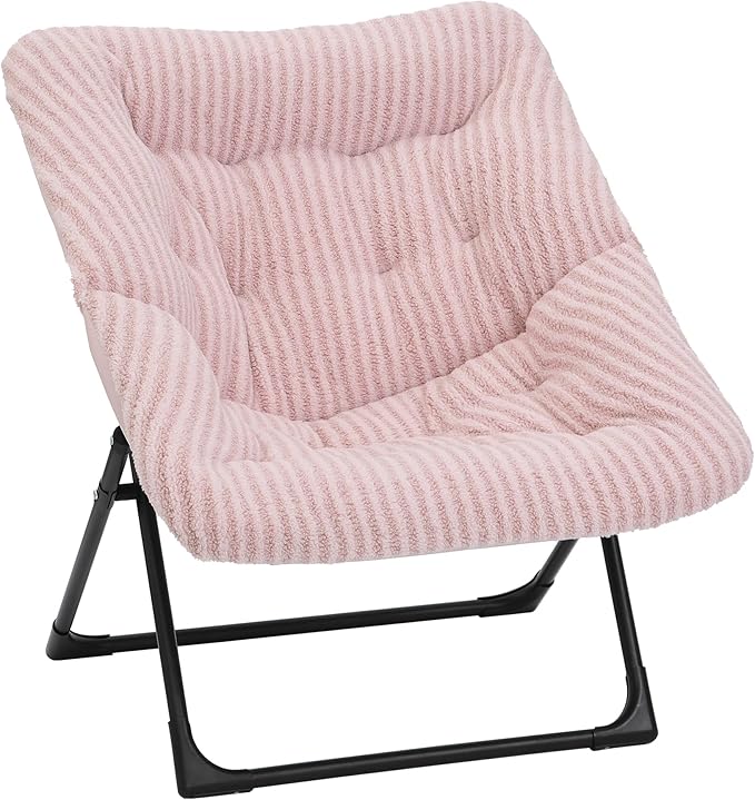 Comfy Saucer Chair for Adults, Soft Faux Fur Bedroom Chair, Accent Dorm Chairs by MordchilHF