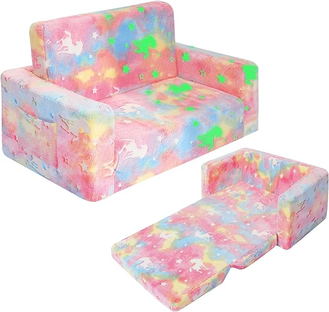SLIGUY Kids Couch, Fold Out Kids Sofa Chair, Toddler Convertible Sofa to by SLIGUY