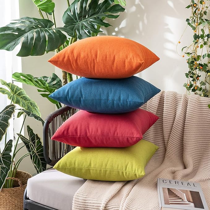 MIULEE Pack of 2 Decorative Outdoor Solid Waterproof Throw Pillow Covers Spring - Image 5