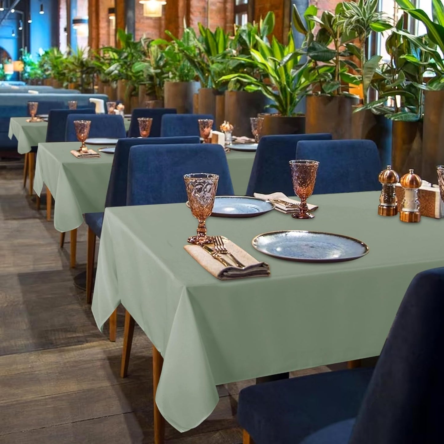 sancua 6 Pack Sage Green Tablecloth 60 x 102 Inch, Rectangle Table Cloth for 6 Feet Tables - Stain and Wrinkle Resistant Washable Polyester Table Cover for Dining Tables, Buffet Parties and Camping