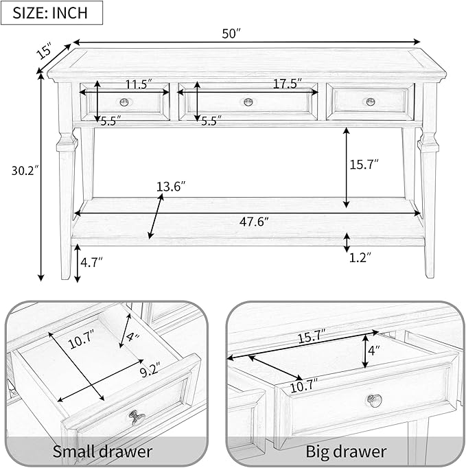 Harper & Bright Designs TREXM Classic Retro Style Console Table - Image 2