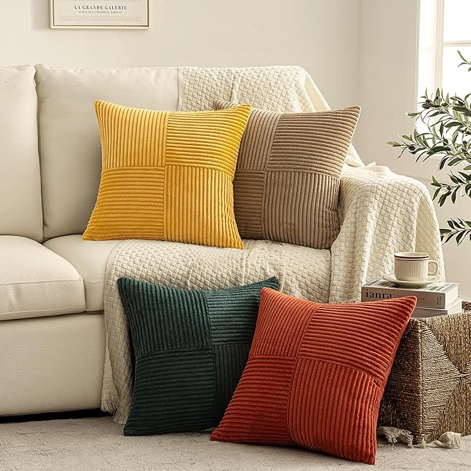 MIULEE Green Rust Throw Pillow Covers 18x18 Inch Set of 4 Boho Farmhouse Soft - Image 3