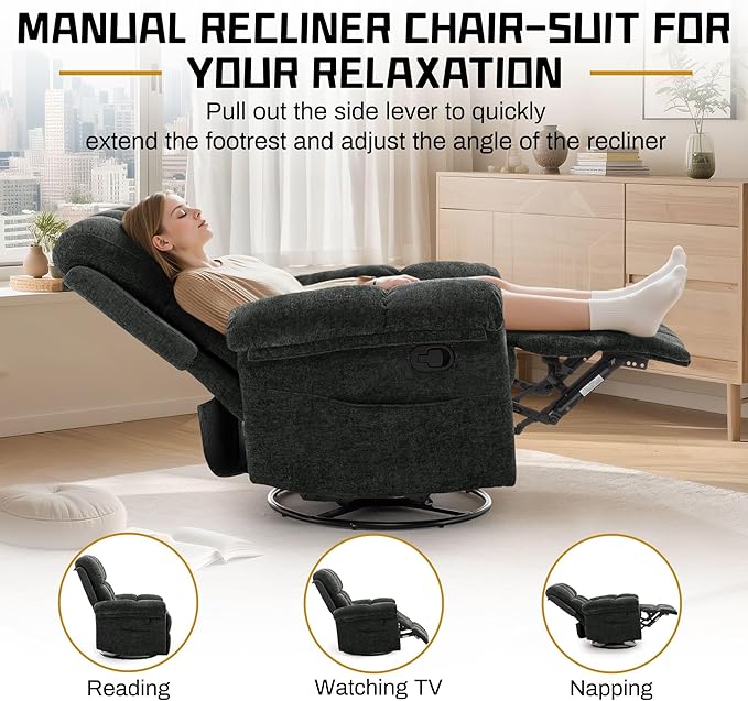 Korser Recliner Chair, Swivel Rocker Recliner Chair - Image 4