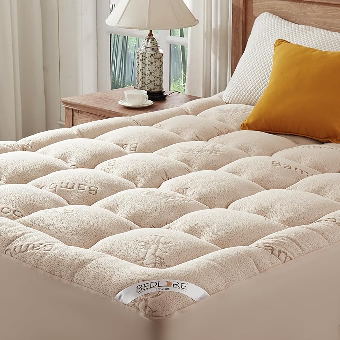 BEDLORE King Mattress Topper Viscose Derived from Bamboo, Thick Pillow Top by Bedlore
