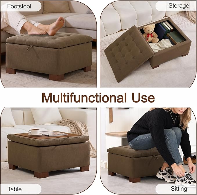 WUTUTUEE 30" Fabric Square Storage Ottoman - Image 6
