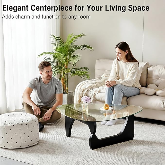 Modern Coffee Table for Living Room, 35.8" Minimalist Black Center Table - Image 3