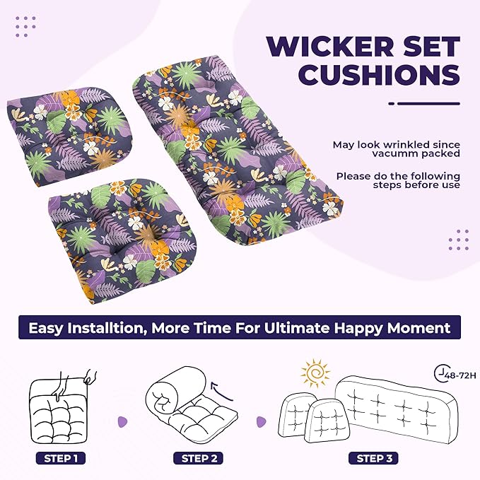 DANGHOOGY Wicker Chair Cushions, Waterproof Outdoor Loveseat Cushions - Image 6