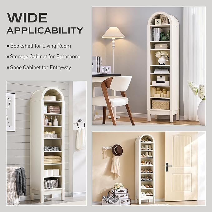 IFGET 71" Tall Arched Bookshelf, 8 Tiers Arch Bookcase - Image 5