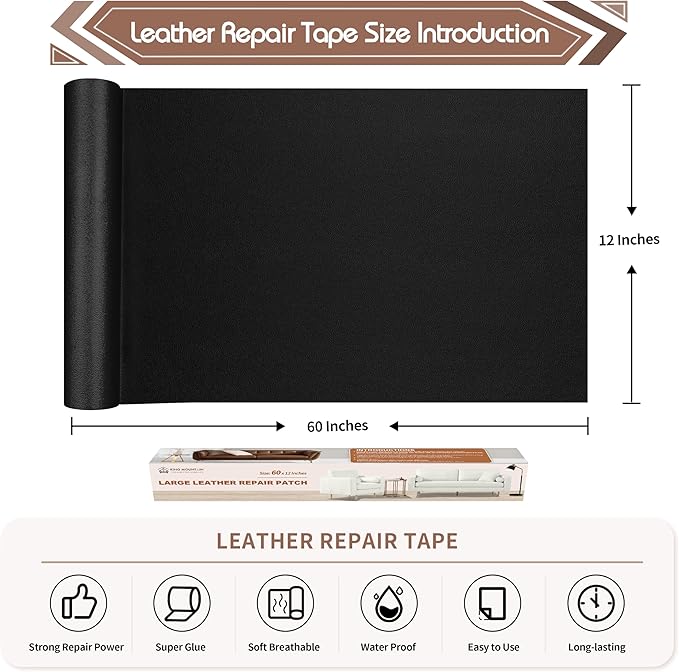KING MOUNTAIN Leather Repair Patch, 12 x 60 Inches self Adhesive Leather Repair - Image 4