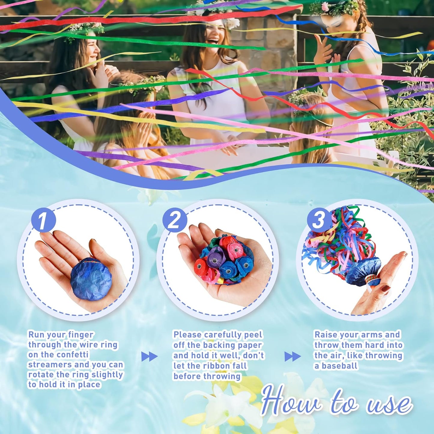 No Mess Streamers Poppers,24Pack Colorful No Mess Confetti Party Poppers for Birthday,Wedding,Celebrations,School Opening,Graduation,Retirement Party (blue multicolor 24pack)