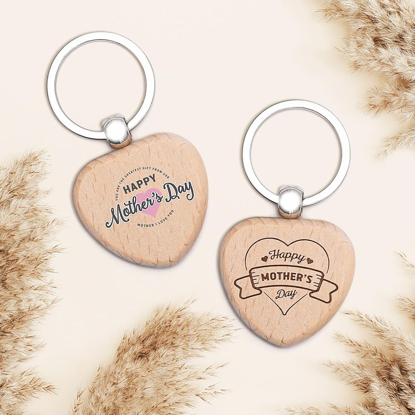 Custom Engraved Wooden Keychain 1-1000Pcs, Personalized Wood Keychains Bulk, Customized Your LOGO & Text on Double-Sides for School/Class/Family/Company Events
