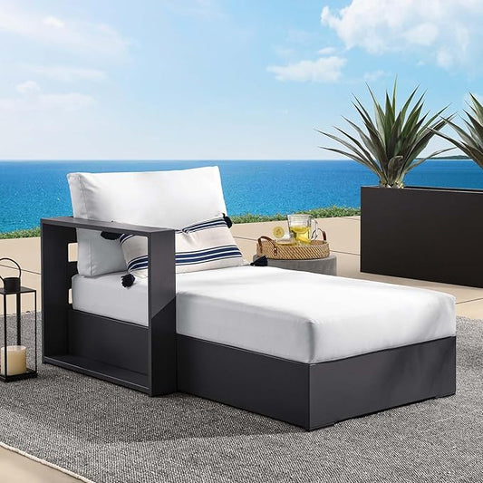 Modway Tahoe Aluminum Outdoor Chaise Lounge in Gray White by Modway