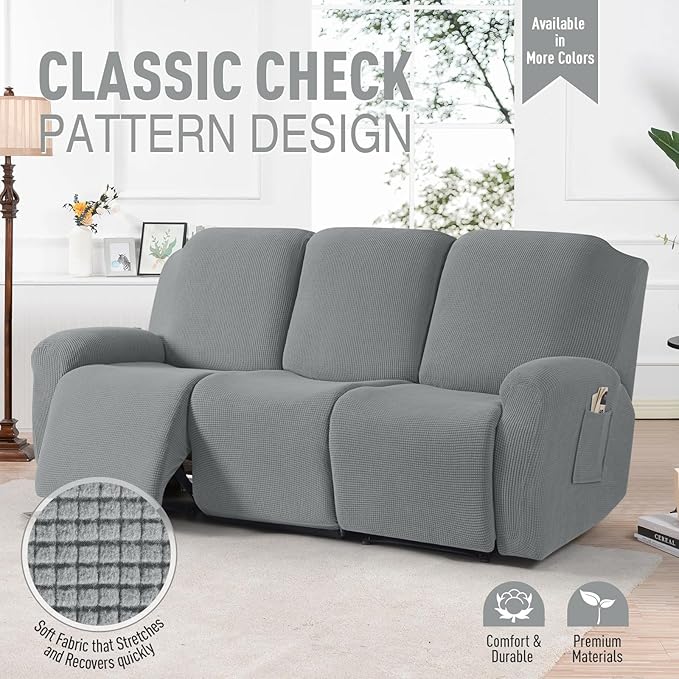 TAOCOCO Recliner Sofa Covers 8-Pieces Stretch Large Couch Covers - Image 2