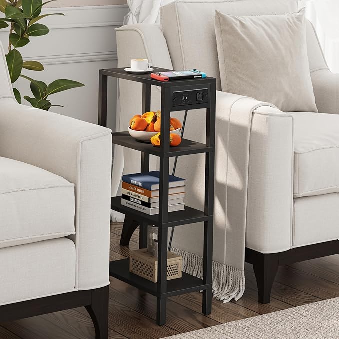 TUTOTAK Narrow Side Table with Charging Station, Small End Table with USB Ports - Image 5