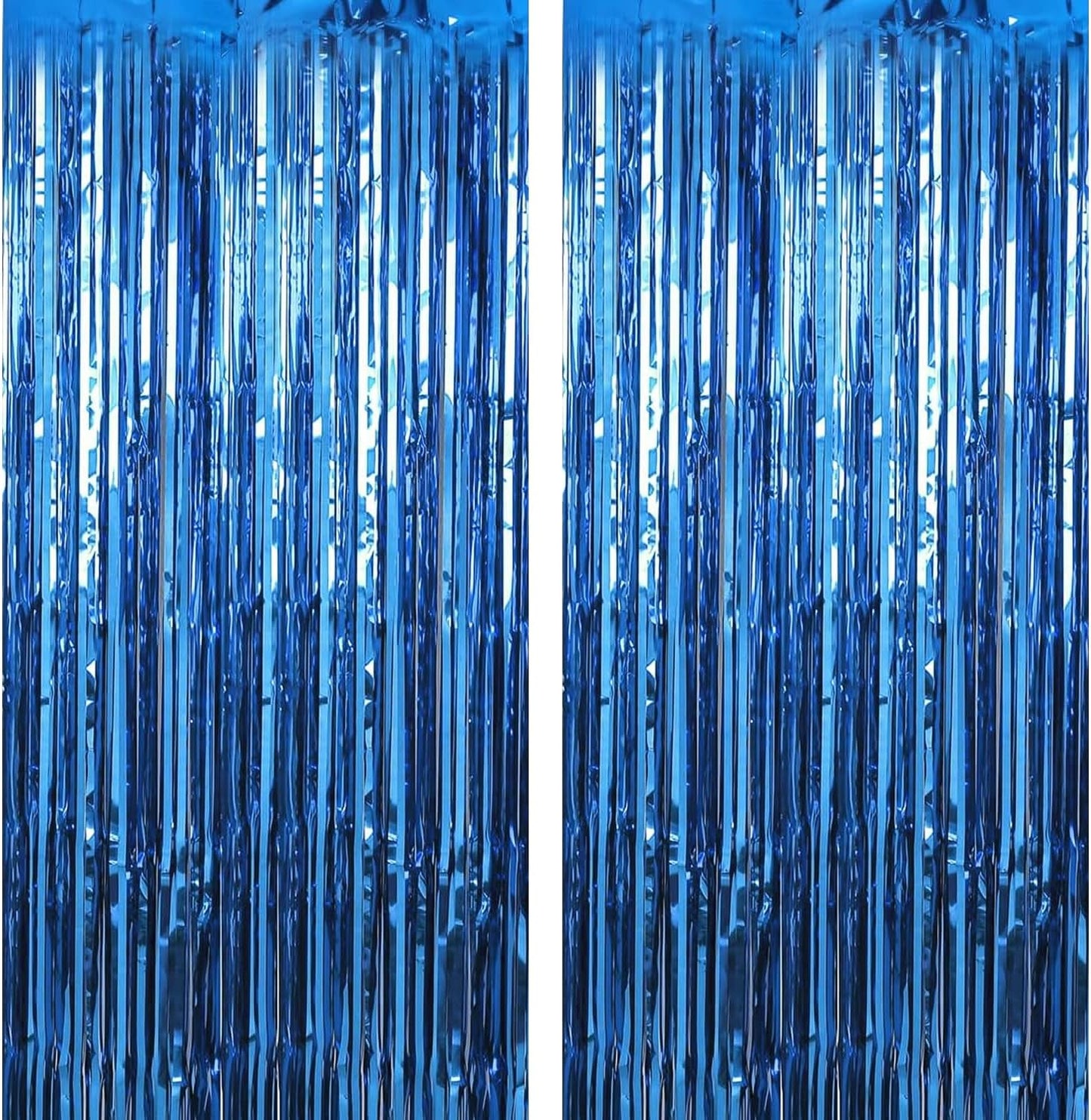 2 Pack Dark Blue Streamers Party Decorations Under The Sea Tinsel Backdrop Supplies Foil Curtain Backdrop for Baby Shower Birthday Bachelorette Wedding Engagement Holiday Ocean Theme Party Decorations