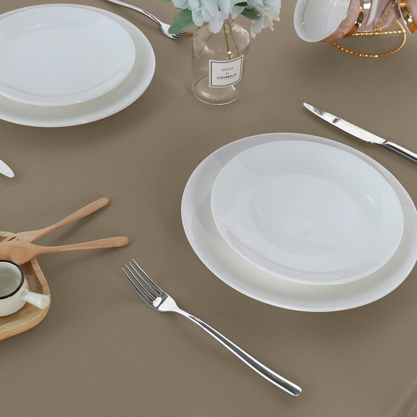 Fitable Rectangle Tablecloth Stain and Wrinkle Resistant Washable Polyester Table Cloth for Buffet Parties and Camping (54x78 inch, Taupe)