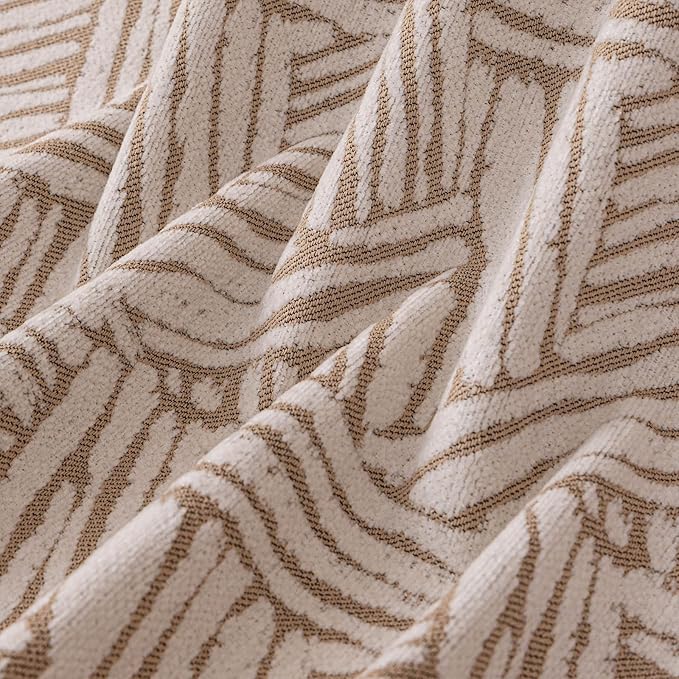 VClife Boho Couch Cover, Abstract Cream and Khaki Line Geometric Jacquard Couch - Image 7