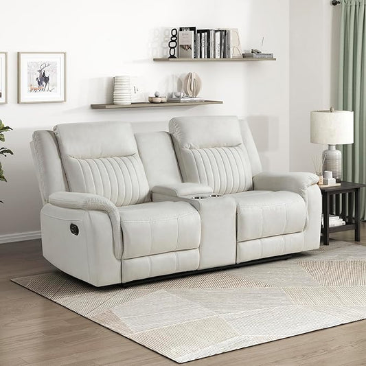 Lexicon Manual Double Reclining Loveseat, Polished Microfiber Manual Wall by Lexicon