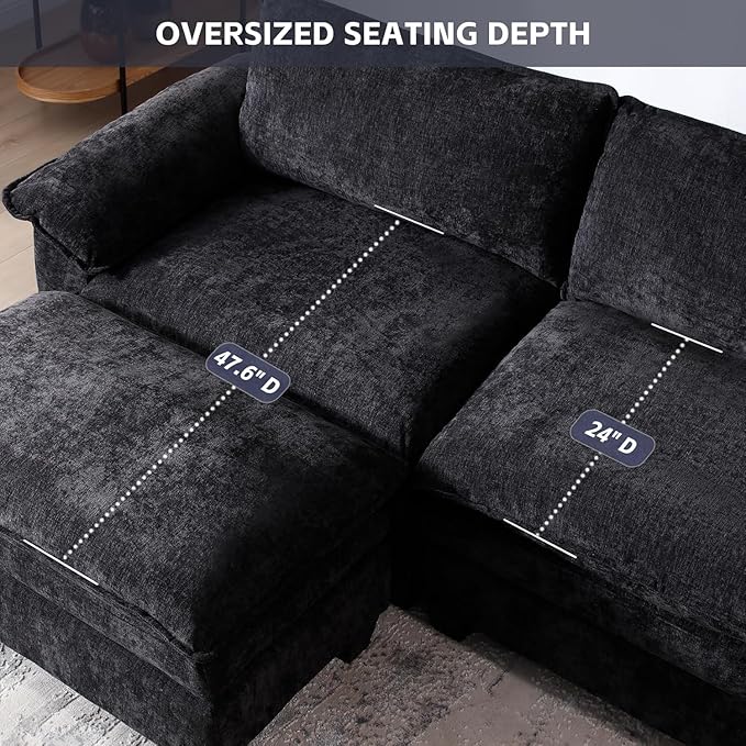 mestyl Modular Sectional Sofa Comfy Cloud Couch, U Shaped 3 Deep Seat Sofa Couch - Image 6
