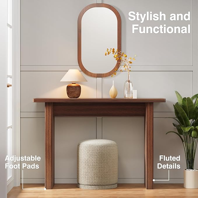 AVZEAR Mid Century Narrow Entryway Console Table, 43.3" Fluted Wood Couch Table - Image 6