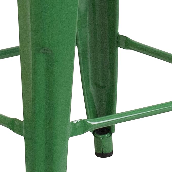 Flash Furniture Kai Commercial Grade 24" High Backless Green Metal - Image 6