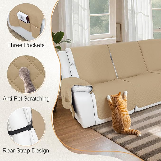 HDCAXKJ 100% Waterproof Reclining Sectional Couch Covers L Shape Recliner Sofa - Image 7