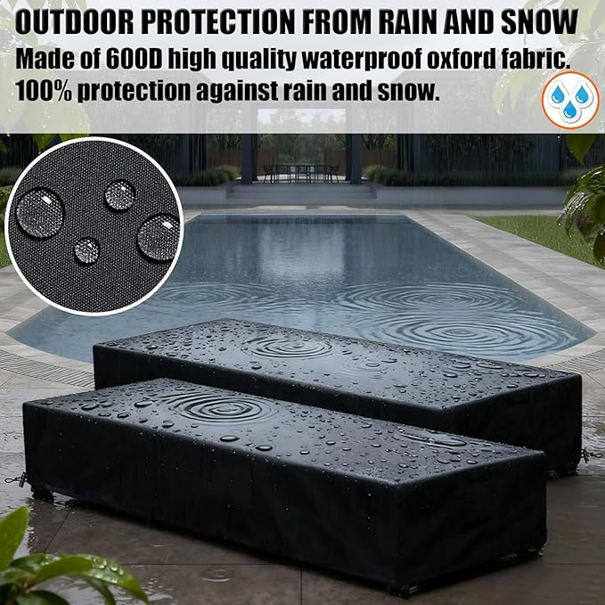 Patio Lounge Chair Covers 4 Pack Waterproof Outdoor chaise lounge cover 80" x - Image 5
