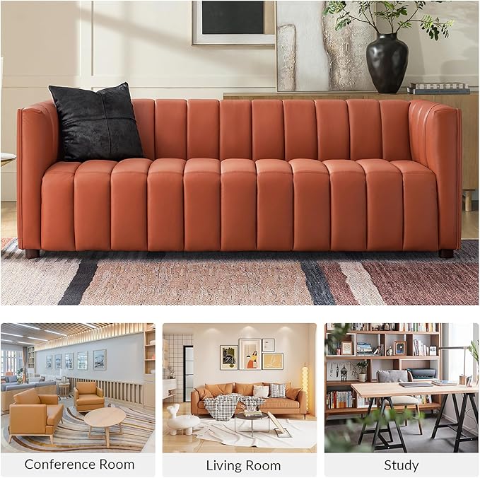 HULALA HOME 83" Genuine Leather Sofa - Image 4
