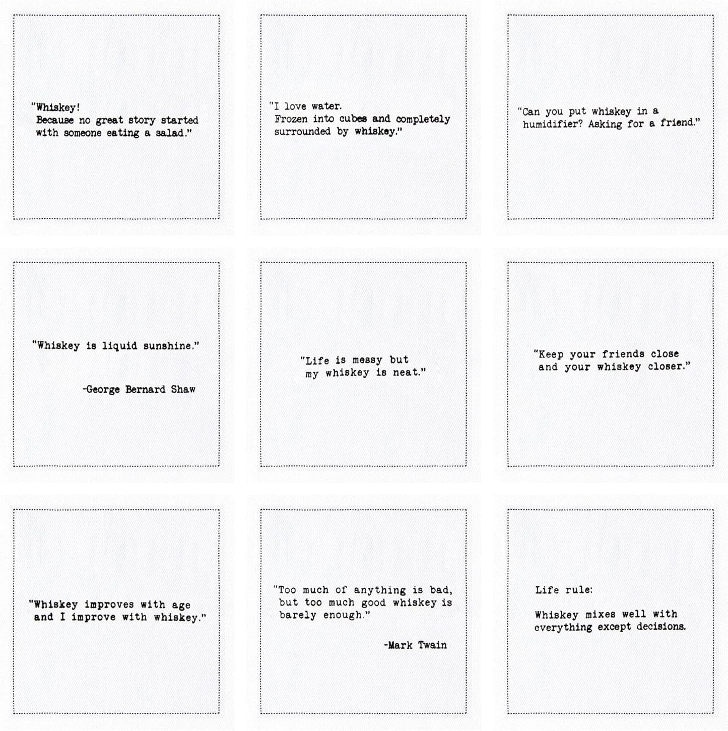 FIVE STAR NAPKINS Whiskey Quotes Cotton Cocktail Napkins, Beverage Napkin, Bar Party Small Napkins,Napkins for Events,Holidays,Weddings,Parties 4.5''x4.5''-Single Use(50x) Disposable