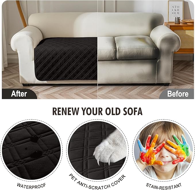 Genina Waterproof Couch Cover, Washable Anti-Slip 67 inch Sofa Covers - Image 4