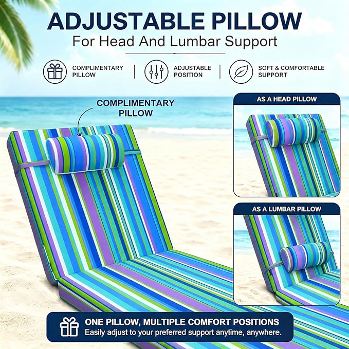 Chaise Lounge Cushion for Outdoor Furniture, Waterproof, Fade-Resistant and - Image 5