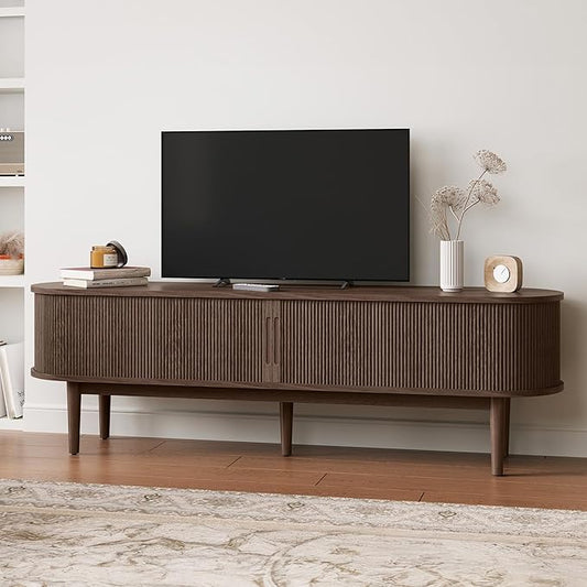 LINSY HOME 70" Fluted TV Stand for TVs up to 80 Inch, Mid Century Modern by LINSYHOME