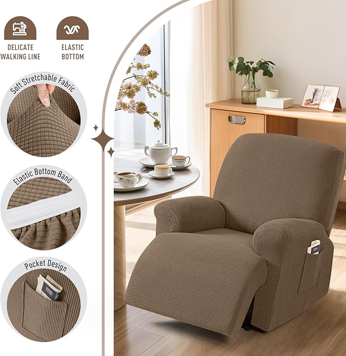 TAOCOCO Oversized Recliner Chair Covers, 1 Seater Streach Recliner Covers Soft - Image 3
