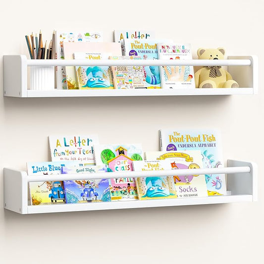 upsimples 2 Pack Nursery Book Shelves, 23.6 Inch Floating Bookshelves by upsimples