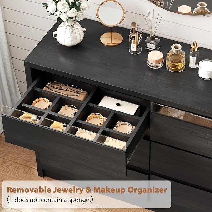 Jocoevol Black LED 6 Drawer Dresser - Image 5