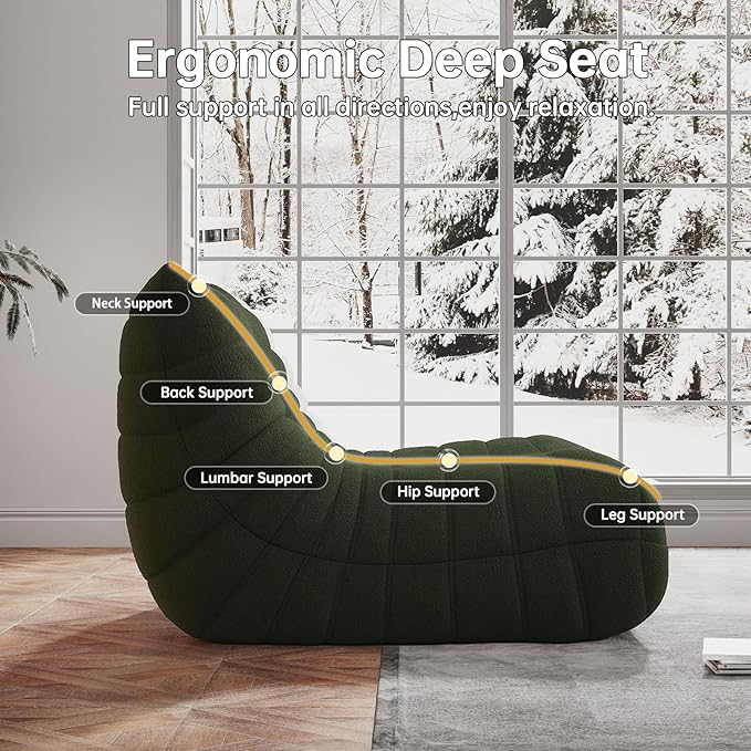 WHGBJA Bean Bag Chairs for Adults, BeanBag Reading Chair Memory Foam Couch - Image 5