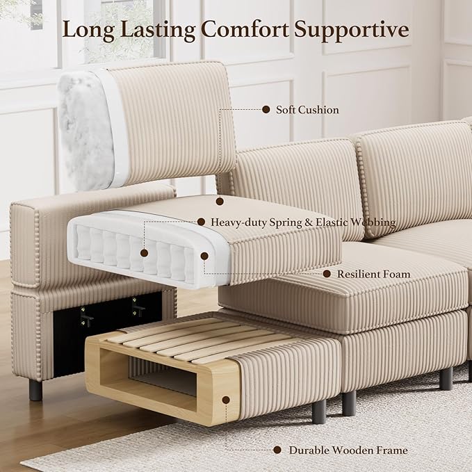 Belffin 5 Seats L Shaped Sectional Couch - Image 7
