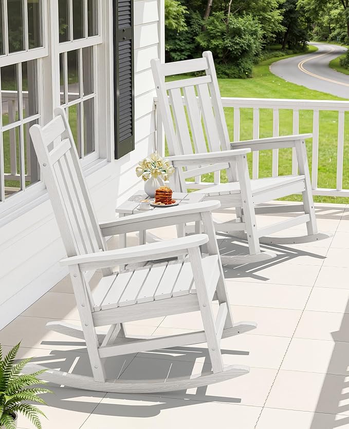 KINGYES Oversized Outdoor Rocking Chair Set of 2, All-Weather Patio Rocking - Image 2