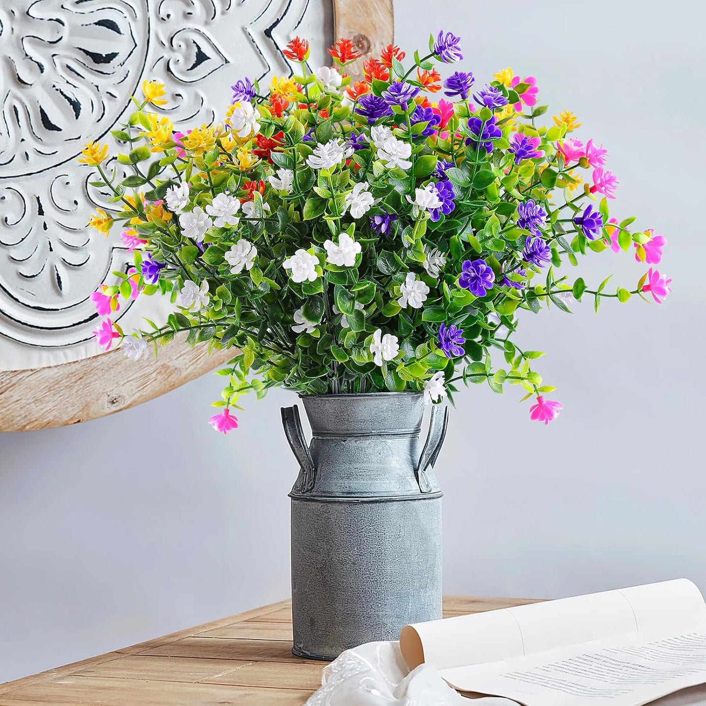 AmyHomie 20 Bundles Artificial Flowers for Outdoor Outside Spring Summer Decoration UV Resistant Faux Flowers No Fade Fake Plastic Plants Garden Porch Window Box Decorating