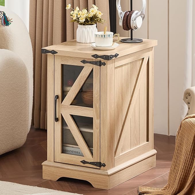 Joaxswe Narrow Night Stand for Small Spaces, Farmhouse Side End Table by Joaxswe