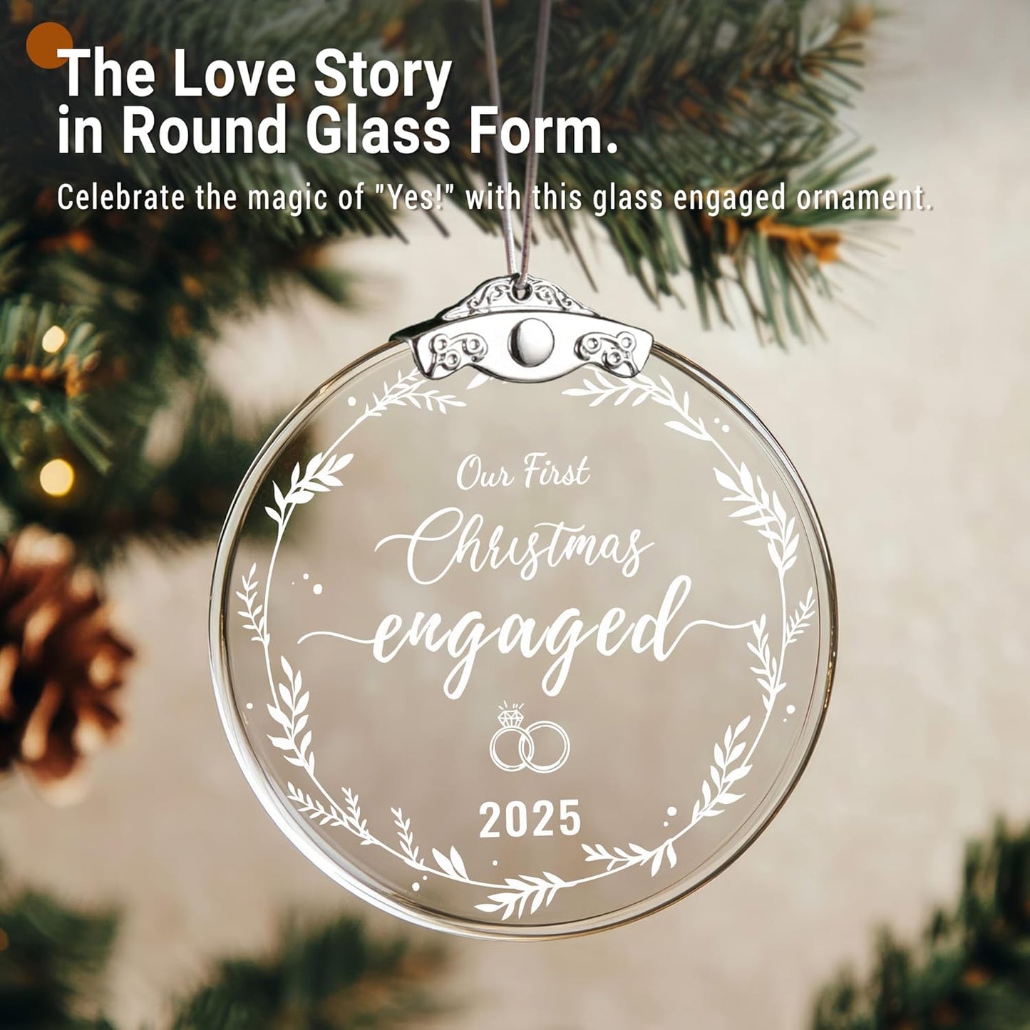 Engagement Gifts for Couples 2025, Our First Christmas Engaged Glass Ornament, Gifts for Newly Engaged Couples, Happy Engagement Gift for Her, Bride to Be, Newly Wed